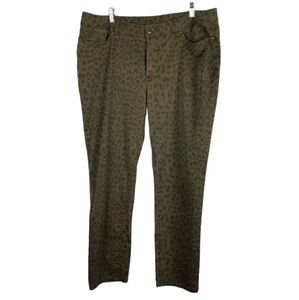 Women with Control Stretch High Rise Pants Jeans Animal Print Olive Green 18WP